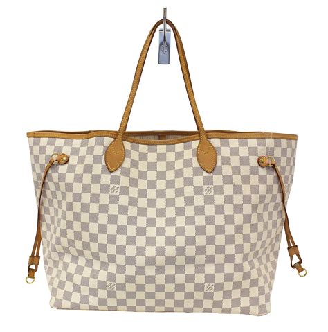 louis vuitton white checkered handbag|louis vuitton neverfull tote bag.